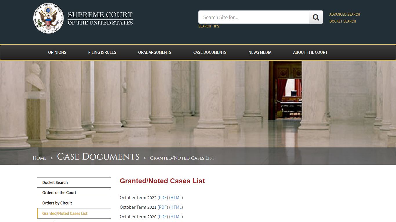 Granted/Noted Cases List - Supreme Court of the United States